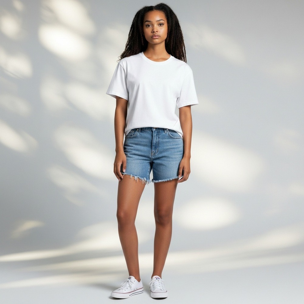 Madewell Denim Shorts 27 Blue High Rise Distressed Raw Hem Cutoff Relaxed Fit - Picture 3 of 6